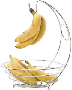 Premier Housewares Fruit Bowl with Banana Hook Hanger Fruit Basket Stainless Steel