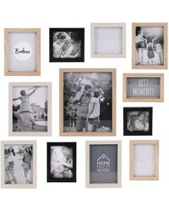 THE HOME DECO FACTORY Wall Mount 12 Photo Frame Set Black, Beige and White 