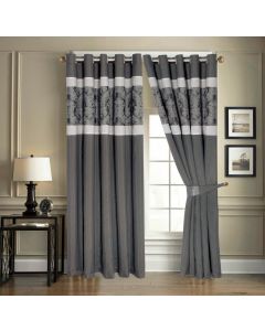 Imperial Rooms Faux Silk Jacquard Pencil Pleat Fully Lined Grey 168cm W x 183cm D