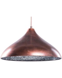 Beliani Pendant Ceiling Lamp 1 Light Metal Copper Brown Black Cracked Glass Iskar