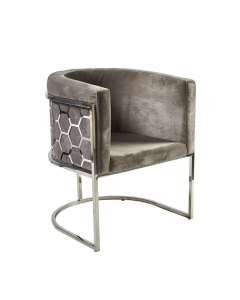 World Wide Furniture Luxury Tub Dining Chair, Velvet Grey