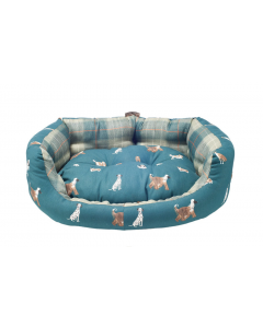 Laura Ashley Park Dogs Deluxe Slumber Bed Pet Puppy Bed Teal Blue Check 