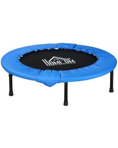 HOMCOM 40" Mini Fitness Trampoline Indoor Outdoor Jumper with Safety Pad, Blue and Black 