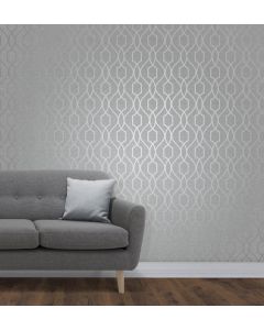 FineDecor Apex 10m x 53cm Wallpaper Roll - Stone/Silver