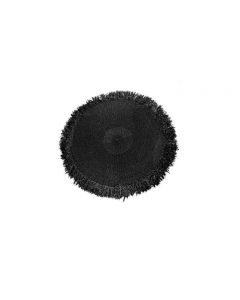 Bazar Bizar Raffia Round Fringe Area Rug Handmade, Black, 150cm Overall