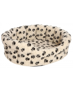 P&L Superior Pet Beds Intermediate Oval Softee Dog Bed Fleece Beige and Black  