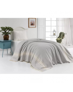 Cotton & Olive Sorinne Cotton Peshtemal Bedspread Ash Grey 270cm W x 260cm L