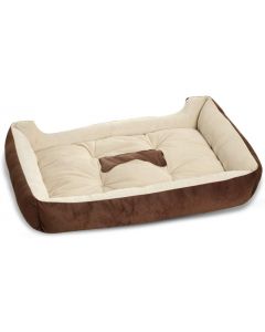 PETCUTE Dog Bed Faux Sheepskin Lining Dog Beds Beige Brown XS 15cm H x 50cm W x 38cm D