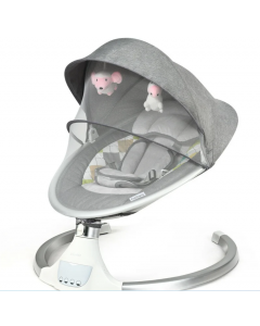Costway Electric Baby Rocker Bouncer Chair Cradle Mosquito Net Remote Control Grey 
