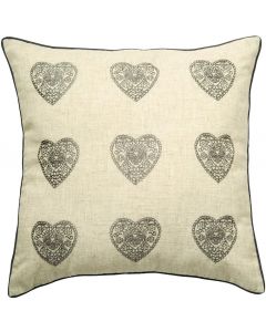 House Additions Vintage Hearts Cushion Cover Silver, 45 x 45 cm