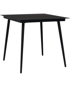 VidaXL Outdoor Garden Dining Side Coffee Table, Black Steel and Glass L80 x W80 x H74cm