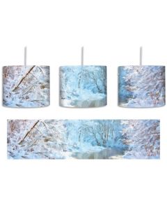 House Additions Beautiful Winter Landscape 1-Light Drum Pendant Plastic