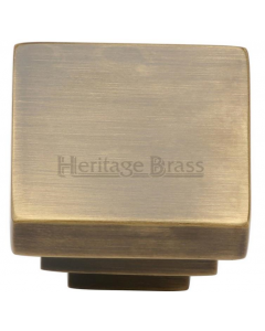 Heritage Brass C3672-AT Square Stepped Knob ANTIQUE BRASS 3.2cm H