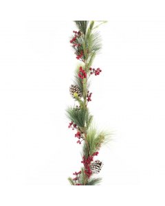 The Seasonal Aisle Christmas Garland with Red Berries and Pine Cones 200cm