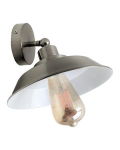 LEDSone Industrial Vintage 1-Light Ceiling Wall Light, Metal Shade Satin Nickel