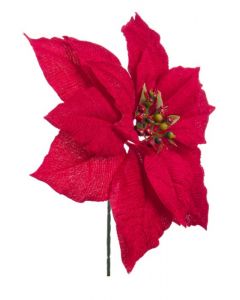 Bizzotto Christmas Ada Pick Red Poinsettia Flower, Red H22,5Cm Set of 4