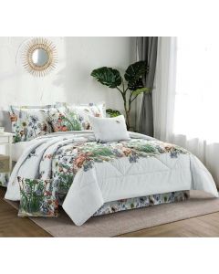 Panache 7 Piece Bedspread Floral Designs Comforter Set with Matching Pillows KING 5FT