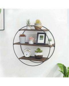 Unho 3 Layer Floating Wall Shelves Wall Mounted Book Shelf Black and Brown 