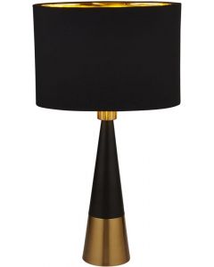 Milo Lighting Pyramid Table Lamp Black Antique Copper Oval Shade Gold Inner