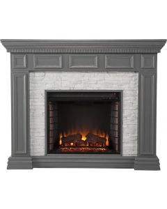 SEI Furniture Dakesbury Faux Stacked Stone Fireplace Mantel Grey 