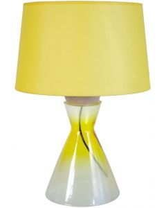 Tosel Conical TABLE Lamp Beech Wood Steel Transparent Glass Yellow 35 x 50cm