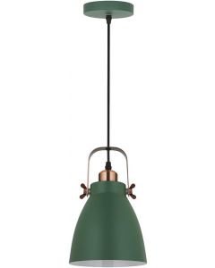 At Home Industrial 1 Light Ceiling Pendant Metal Green Copper