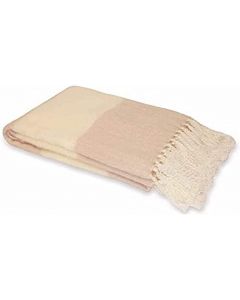 Riva Home Paoletti Cotswold Woven Fringed Throw Blush Pink Cream 127 x 180cm