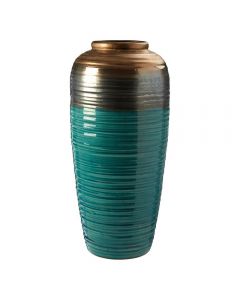 Fifty Five South Capri Large Vase Ribbed Gold and Blue