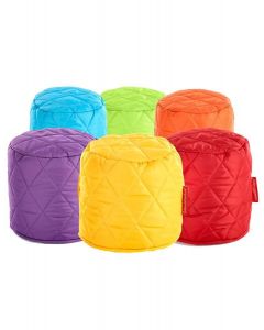 New 6 Pack Small Quilted Bean Bag Pouffes, Multi-colours