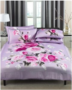 Riva Paoletti Windsor Duvet Cover Set Heather Rose Flower Light Purple Super King 6Ft