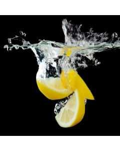 Image Land Citrus Falling in Water Photographic Wall Print Lime on Glass Black Yellow 40cm