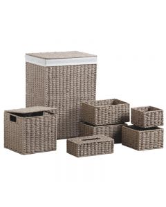 Inconnu Paper Rope Laundry Basket Storage Baskets SET OF 7 Taupe Brown Grey 