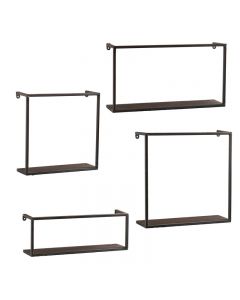 Holly & Martini Zyther Metal Wall Mounted Shelf Set, Antique Brass Finish Set of 4