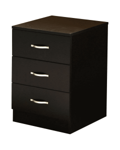 Milo Riano Bedside Cabinet 3 Drawer, Wood Black 56H x W40 x D36 cm