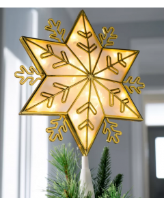 House Additions Snowflake Christmas Tree Topper Gold 