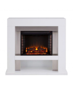 SEI FA1028059 44 Inch Wood & Stainless Surround Fireplace Mantel Stunning White Finish