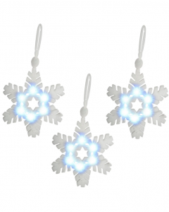 WeRChristmas Set Of 3 Pre-Lit Poly Cotton Light-Up Snowflake Decoration  