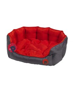 Petface Oxford Oval Dog Bed, X-Large, Red/ Grey