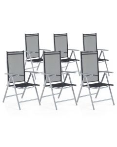 Beliani Outdoor Garden Catania Set of 6 Folding Chairs, Black and Grey