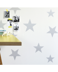 Hibou Home Stars 10m L x 52cm W Roll Wallpaper Cream With Silver Stars