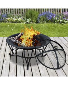 Outsunny Outdoor Garden Steel Fire Pit With Lid, Black Φ56 x 45H cm