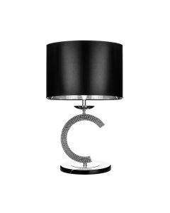 Premier Housewares Glittering C Table Lamp Metal Marble Base, Black Fabric Shade