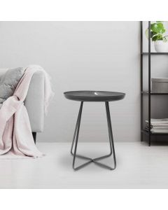 The Home Deco Factory Round Side End Tray Table Gloss Grey