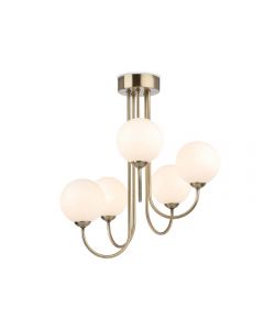 Firstlight Lyndon 5 Flush-Finished Balls Antique Brass with Opal White Glass
