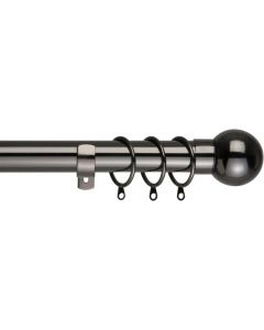 House Additions Extendable Curtain Pole Round Ball Metal 40 cm To 144 cm Black Nickel 