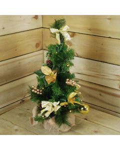 Premier Christmas Tree Poinsettia 20 Warm White LED Battery, Green Gold 60cm