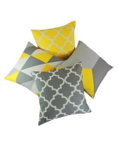 Red Rainbow Indoor Garden Outdoor Geometric Set of 4 Cushion CoverYellow and Grey 45 x 45 cm