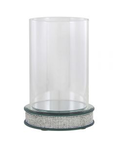 House Additions Mirrored Glass Glittering Hurricane Candle Holder