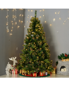 HOMCOM Pre-Lit Christmas Tree Artificial Spruce Xmas Tree Warm White LED 5FT  