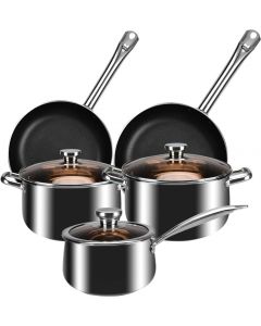 House Additions Cookware Set of 5 Pieces Saucepan Stock Pot Frying Pan Stainless Steel  